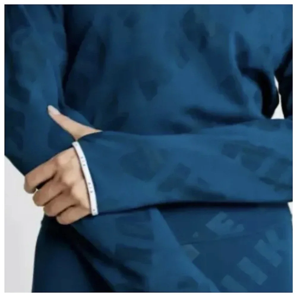 Nike Air Dri Fit Crew Training Top Womens‎ Sz 1X Blue Crop Long Sleeve